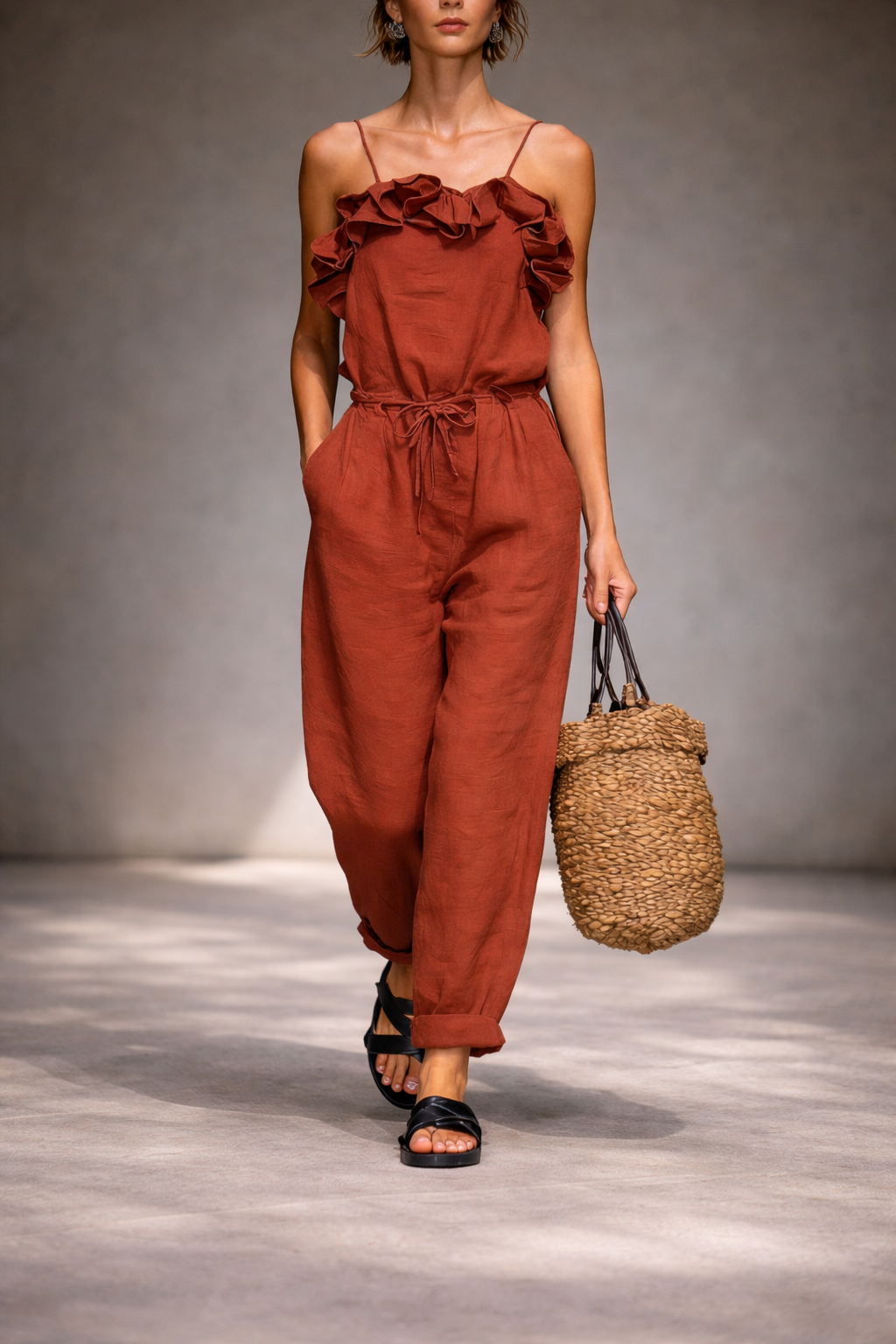 Sienna Ruffle Linen Jumpsuit