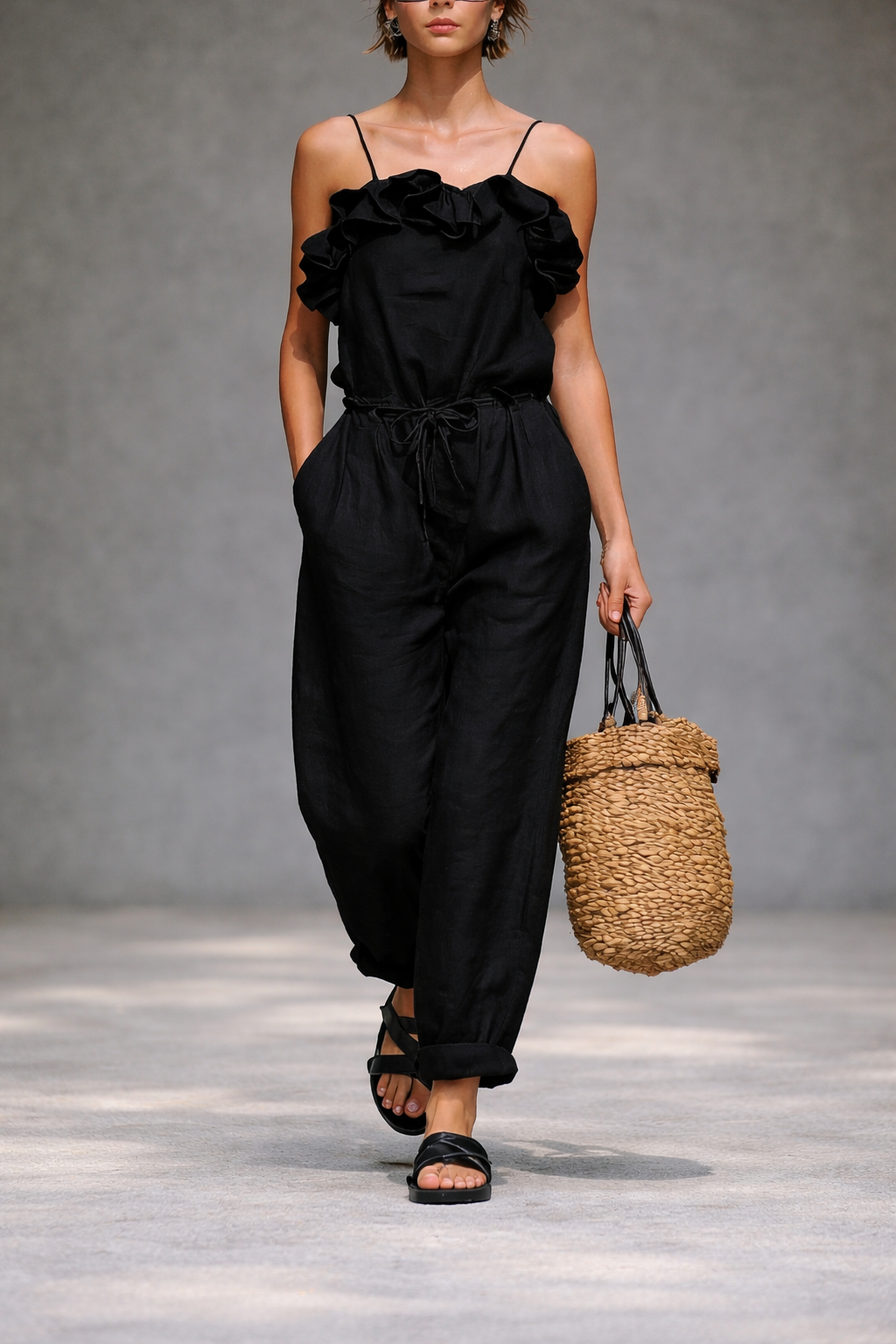 Sienna Ruffle Linen Jumpsuit