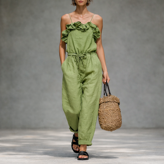 Sienna Ruffle Linen Jumpsuit