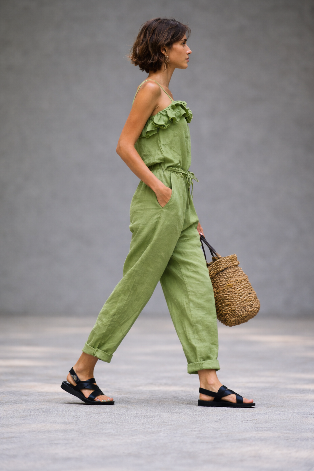 Sienna Ruffle Linen Jumpsuit